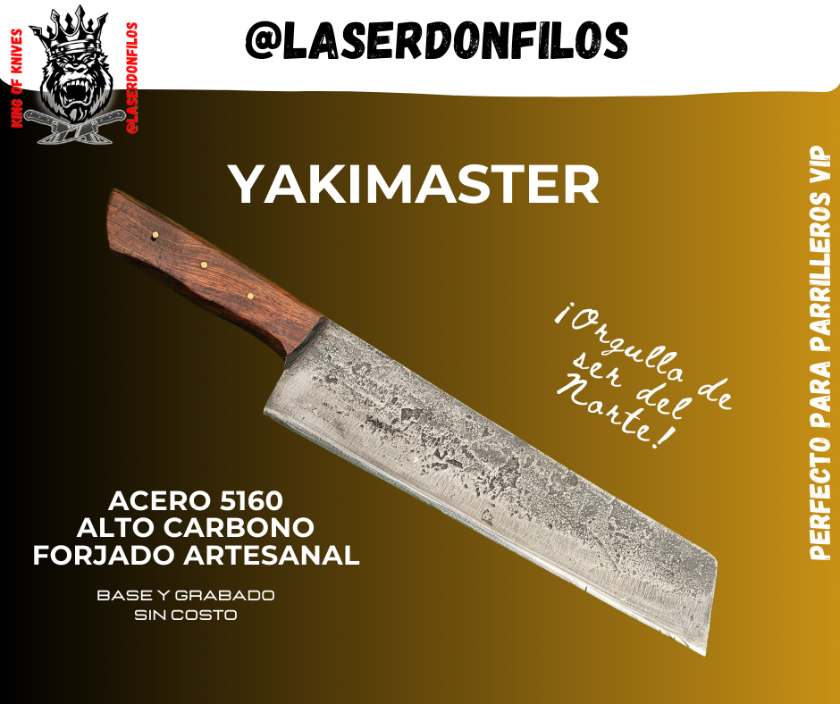 SET 4 Cuchillos Forjados Artesanales al Alto Carbono con base magnética incrustada en madera