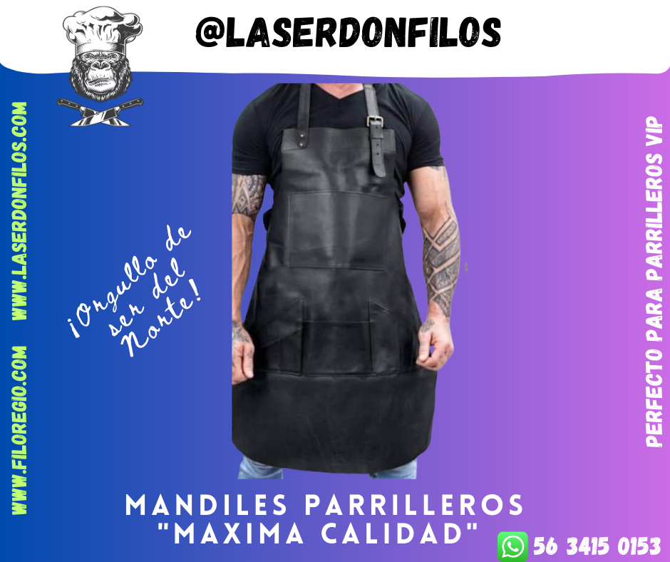 Mandil Parrillero Maxima Calidad en Piel